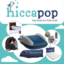 Load image into Gallery viewer, Various Hiccapop products available for purchase.  Bed rails, blackout tents, UberBoost inflatable car booster seat, foldable booster seats, and playard mattresses.
