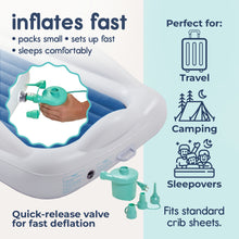Load image into Gallery viewer, Inflatable Toddler Travel Bed with Safety Bumpers
